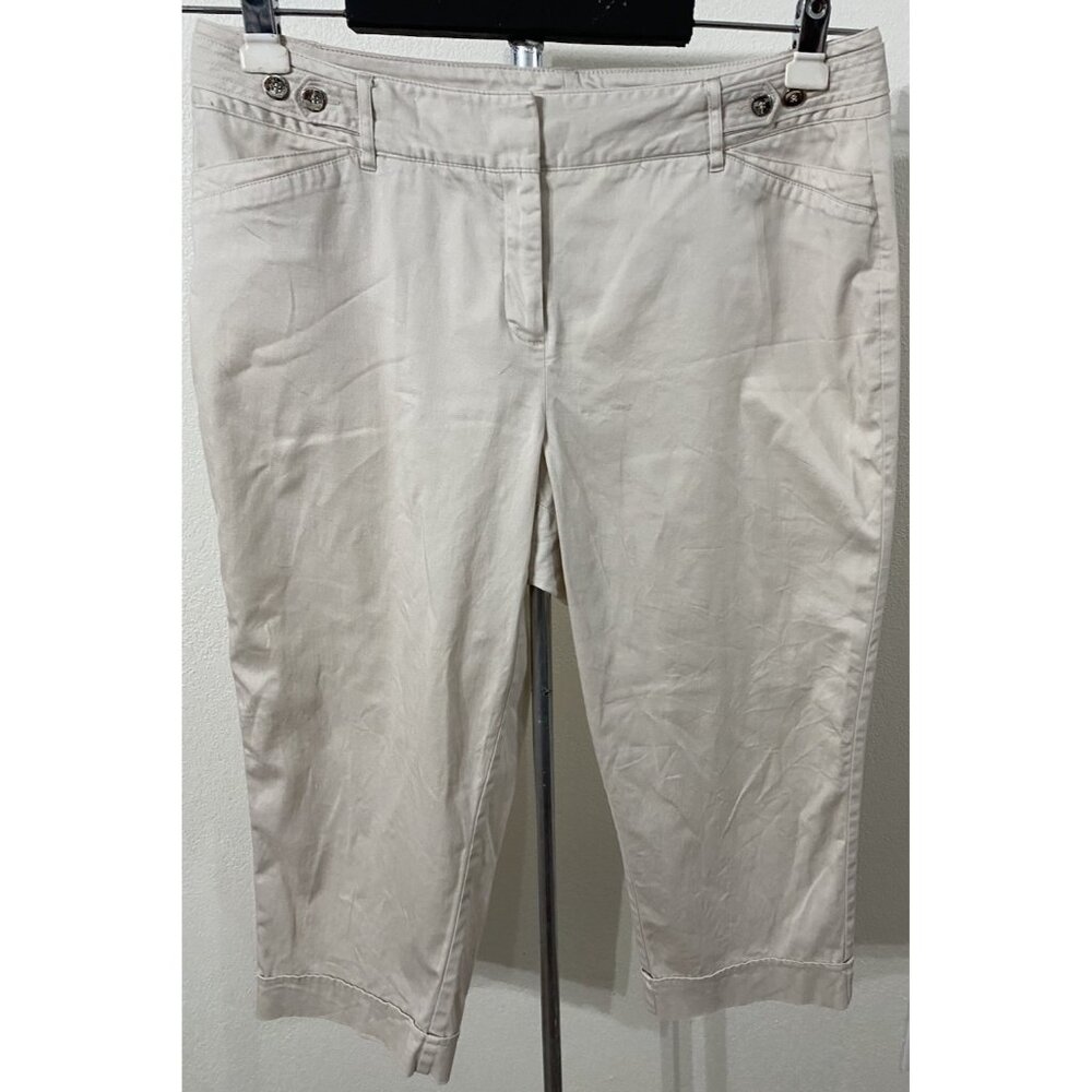 Cato Womens Size 16W Khaki  Capris Tan 36X21.5” 2 Pocket Stretch